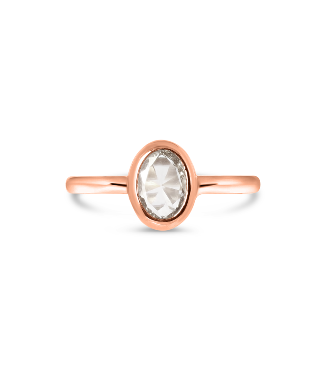 W. de Vaal 14 krt. roodgouden ring met diamant