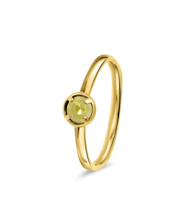 W. de Vaal 14 krt. geelgouden ring met diamant