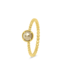 W. de Vaal 14 krt. yellow gold pearl wire ring with diamond