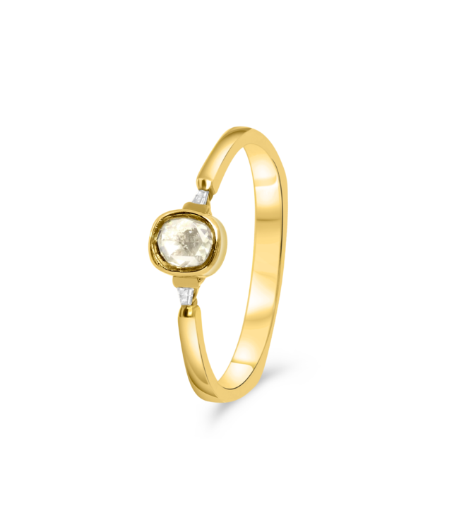 W. de Vaal 14 krt. yellow gold ring with diamond