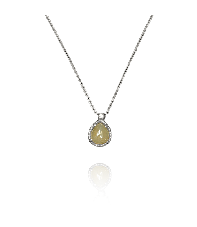 W. de Vaal 14 krt. Halskette aus Weißgold mit Diamant