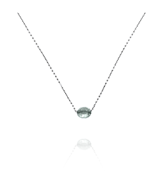 W. de Vaal 14 krt. witgoud collier met diamant