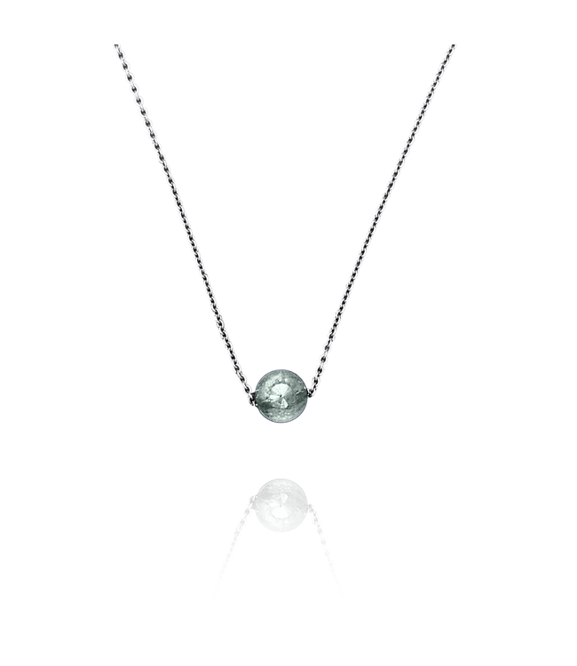 W. de Vaal 14 krt. white gold necklace with diamond