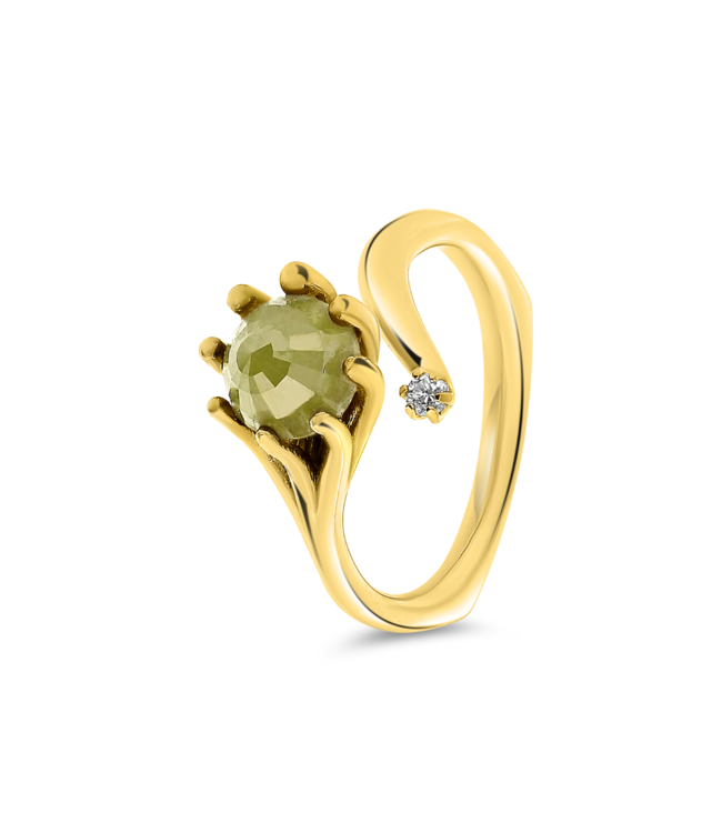 W. de Vaal 14 krt. yellow gold ring with diamond