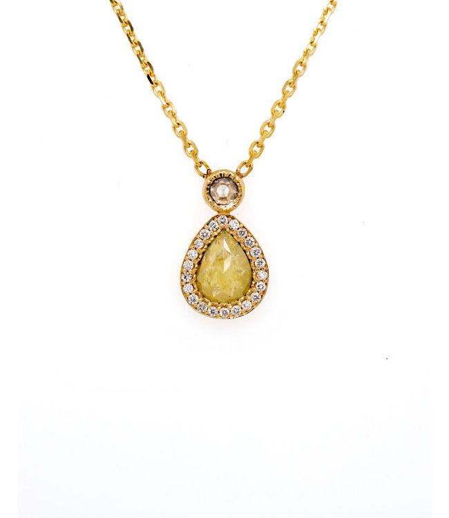 W. de Vaal 14 krt. Halskette aus Gelbgold mit Diamant