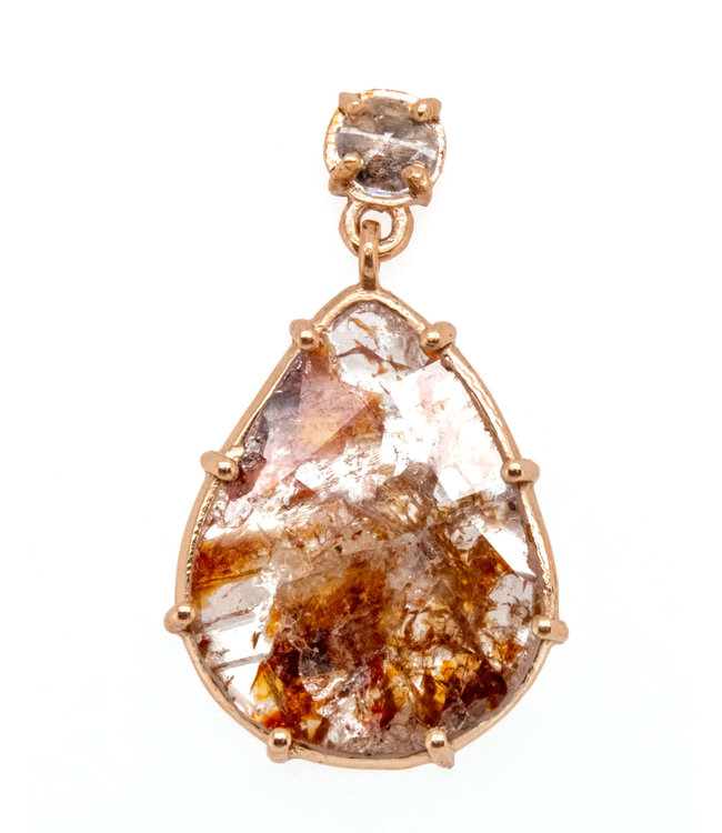 W. de Vaal 14 krt. Rotgoldohrringe mit Diamanten