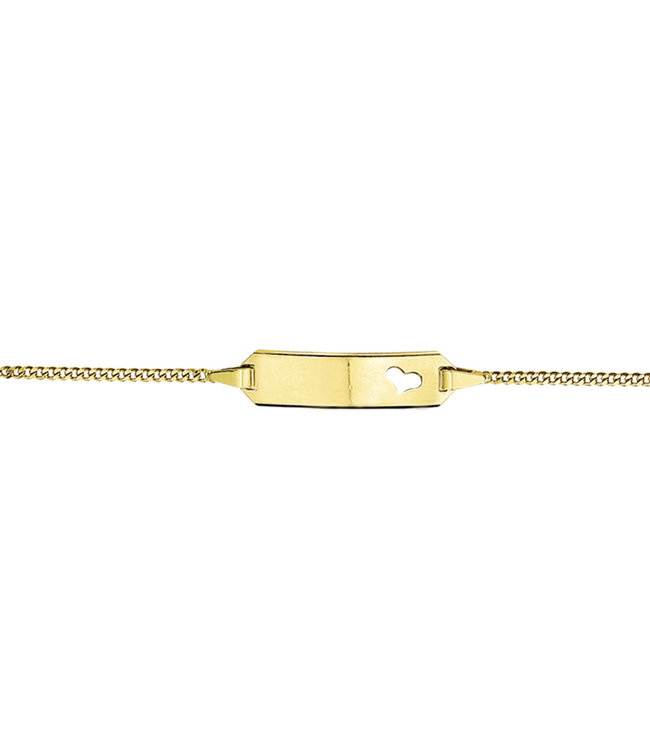 9k yellow gold engraving bracelet with heart plate 5,0 mm