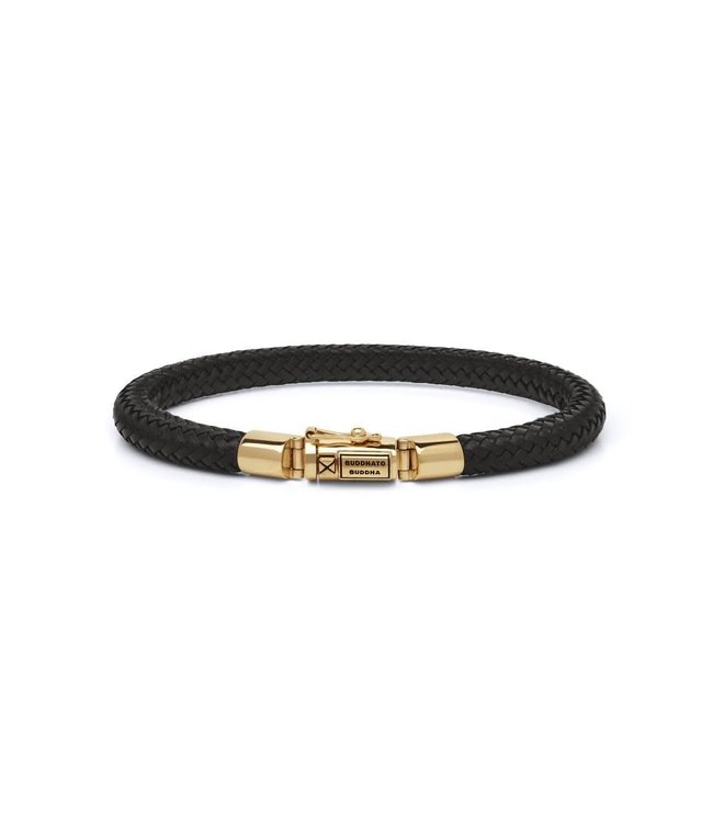 Buddha to Buddha Armband Bennett Leder Gelbgold 18krt und 14krt