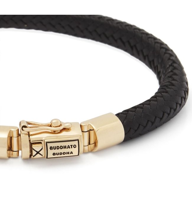 Buddha to Buddha Buddha to Buddha Bennett Goud Leer Armband YG