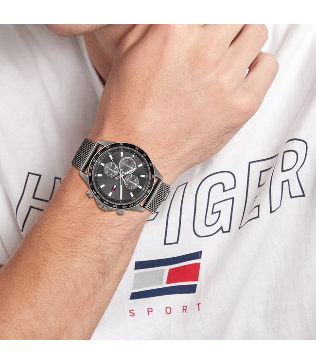 Tommy Hilfiger Uhr Herren Stahl Gunmetal Gliederarmband 44mm TH1792019