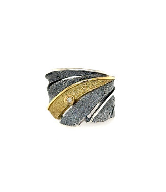 Arior Barcelona Fenix silver en goud ring 1 Diamant 0.02Crt