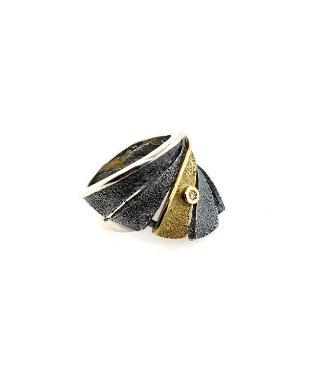 Arior Barcelona Fenix silver en goud ring 1 Diamant 0.02Crt