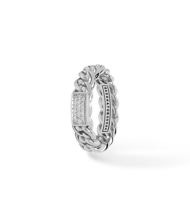 Buddha to Buddha Exclusieve Nathalie Diamond Gold Ring Witgoud van 925 Sterling Zilver – Gratis Gravure