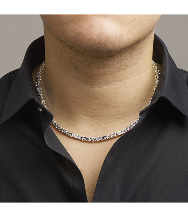 Zilver Collier/Armband konings schakel