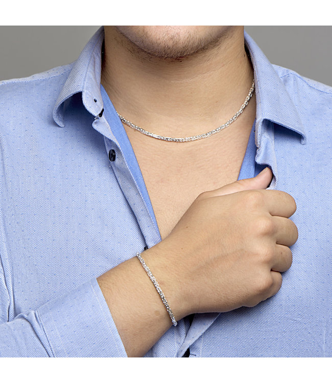Zilveren Collier/Armband konings schakel
