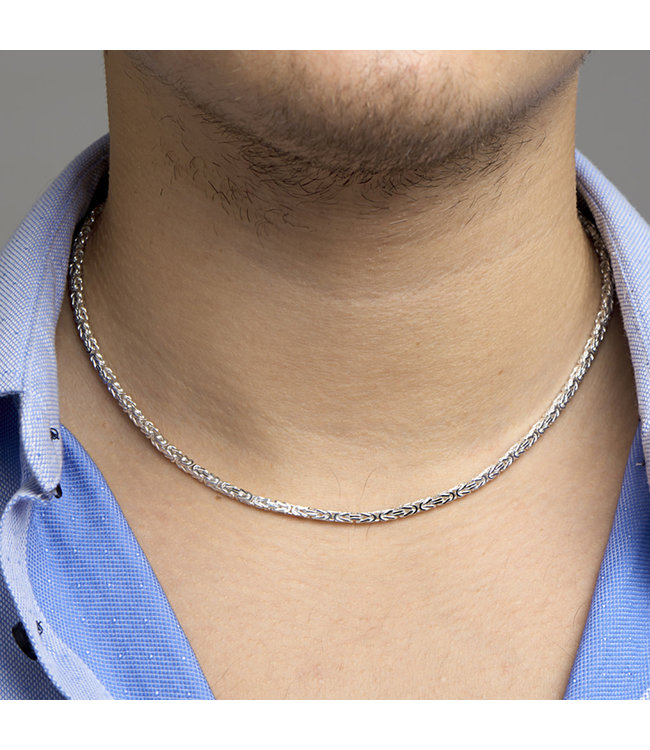 Zilveren Collier/Armband konings schakel