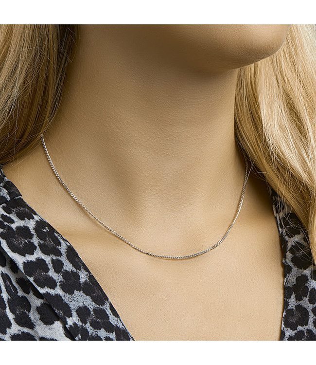 Zilver collier gourmette 4-zijdes geslepen (Gerhodineerd 925 zilveren)