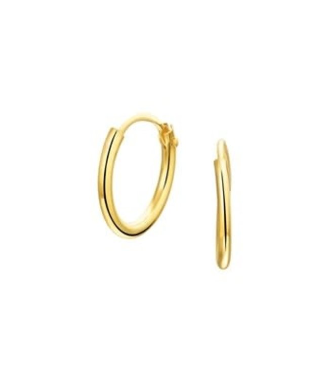 Geelgouden oorringen met een ronde buis.1,3 mm