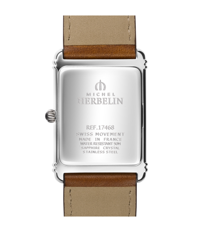Herbelin Rect.Classique Acier/Cuir