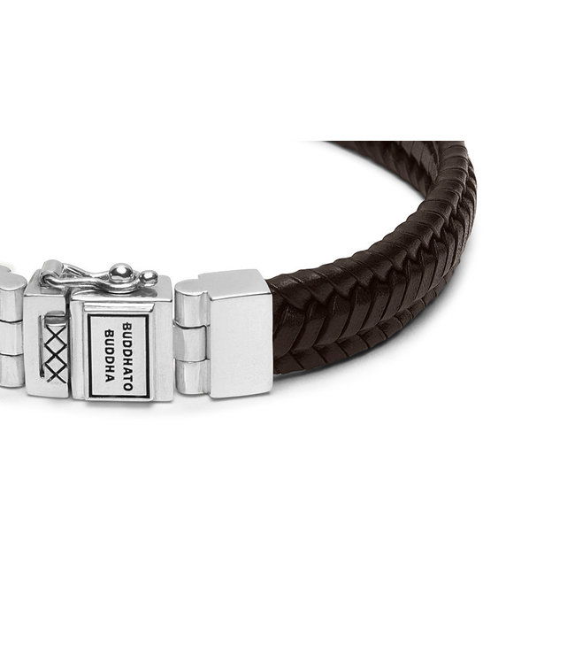 Buddha to Buddha Exclusive Bracelet Edwin Small Leer Bruin 925 Sterling Silver – Free Engraving