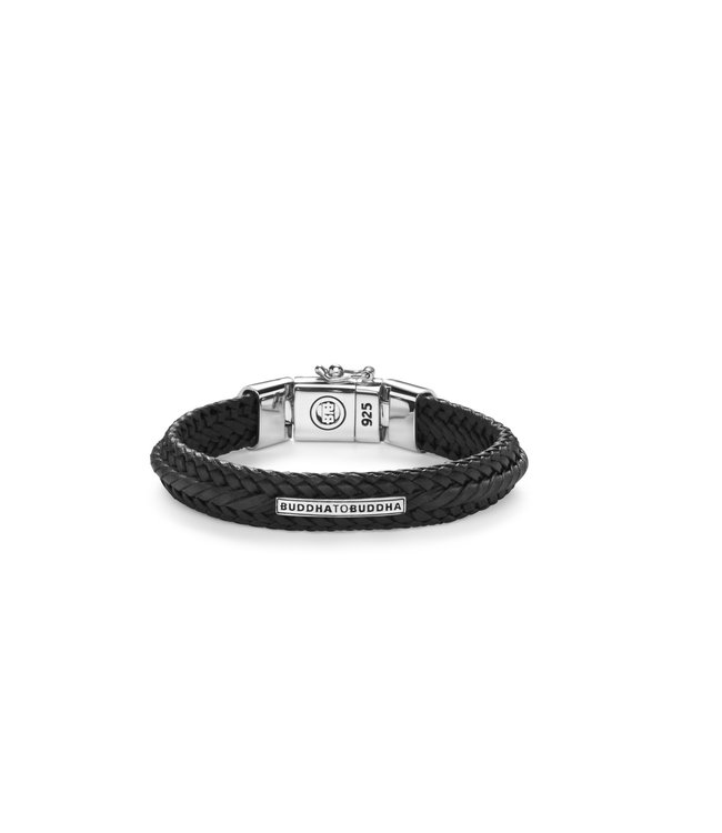 Buddha to Buddha Exclusive Nurul Small Leather Bracelet Black 925 Sterling Silver – Free Engraving
