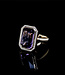 W. de Vaal 14 Karat Gelbgold Ring mit Amethyst und Diamant Größe 18