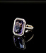 W. de Vaal 14 crt Yellow Gold Ring with Amethyst and Diamond Size 18