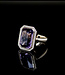 W. de Vaal 14 Karat Gelbgold Ring mit Amethyst und Diamant Größe 18