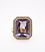 W. de Vaal 14 Karat Gelbgold Ring mit Amethyst und Diamant Größe 18