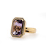 W. de Vaal 14 crt Yellow Gold Ring with Amethyst and Diamond Size 18