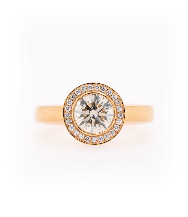 W. de Vaal 18 kt Roségold Ring mit Diamant VST Fainth rosa 1,03ct und 0,095ct Diamant Größe 18