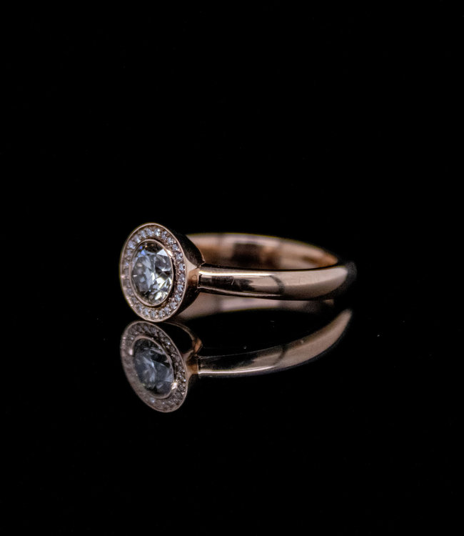 W. de Vaal 18 krt rosé gouden ring met Diamant VST pink 1.03ct en 0,095ct diamant Maat 18