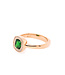 W. de Vaal 14 crt Red Gold Ring with Tsavorite Cushion and Diamond Size 18