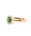 W. de Vaal 14 crt Red Gold Ring with Tsavorite Cushion and Diamond Size 18