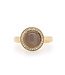 W. de Vaal 14 krt Geelgouden Ring met Maansteen en 0.16crt Diamant Maat 18