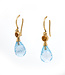 W. de Vaal 14 crt Yellow Gold Earrings with French Hook and Topaz