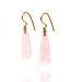 W. de Vaal 14 crt yellow gold earrings (French hook) with Rose Quartz