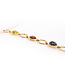 W. de Vaal 14 crt yellow gold bracelet with 5 colourful tourmalines from our own workshop 18cm