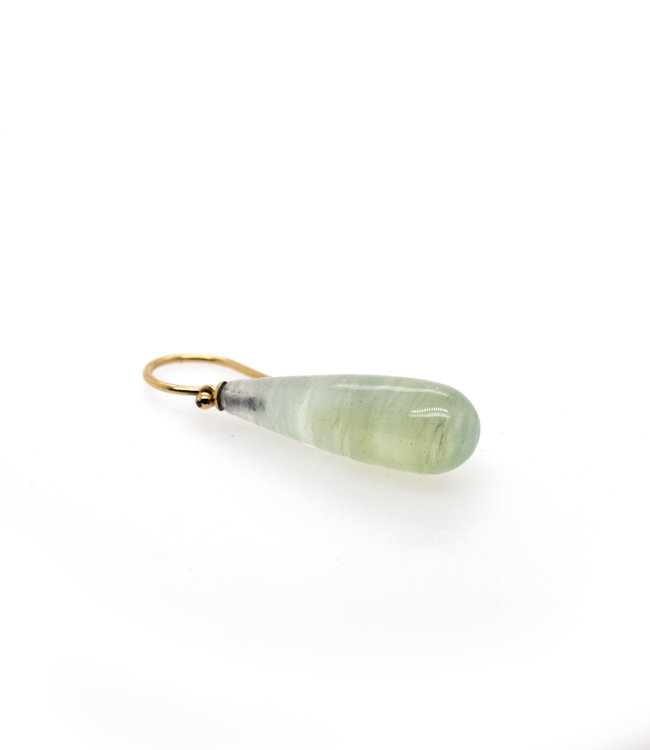 W. de Vaal 14 crt Yellow Gold Earrings (French Hook) with Prehnite from Our Own Atelier