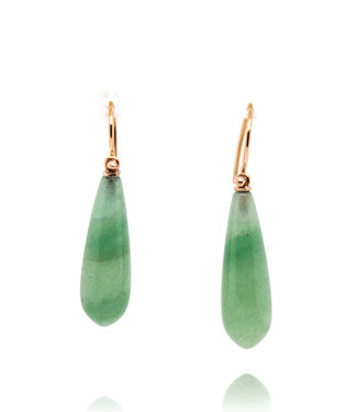 W. de Vaal 14 crt red gold earrings with Aventurine - Handmade in our own workshop