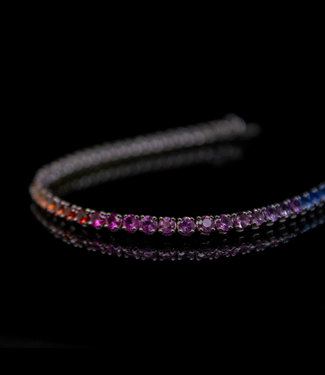 Bloch & Co 18 crt White gold Tennis Bracelet Rainbow with 7.14ct Sapphire 18cm