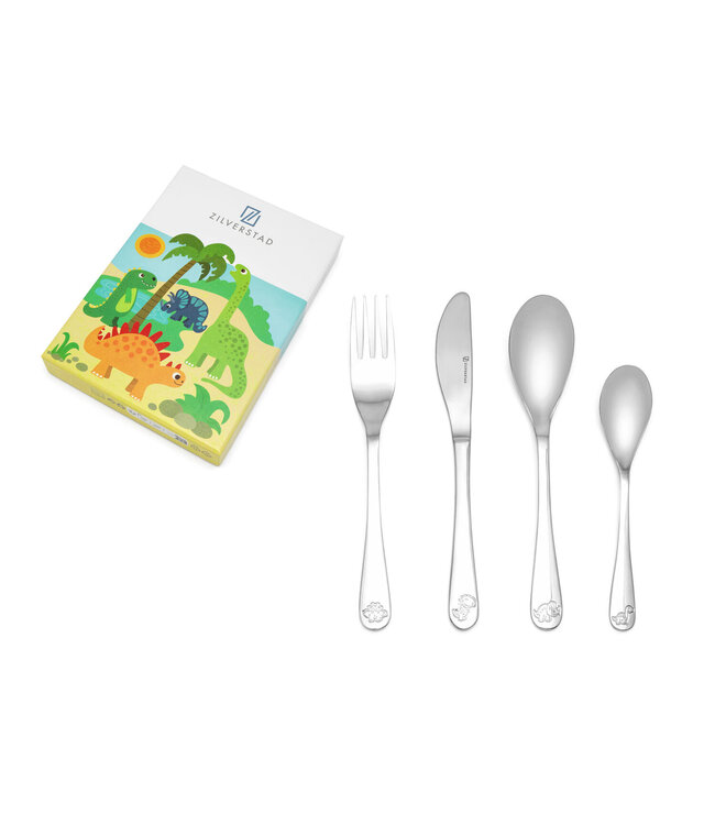 Zilverstad Zilverstad Child Cutlery Dinosaurs, 4 Pieces - Free to Engrave