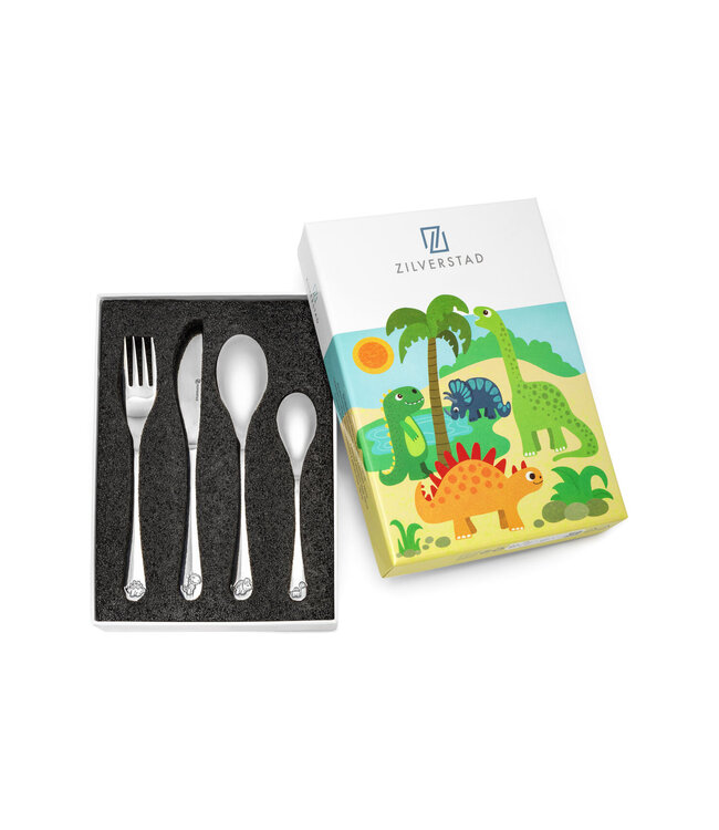Zilverstad Zilverstad Child Cutlery Dinosaurs, 4 Pieces - Free to Engrave