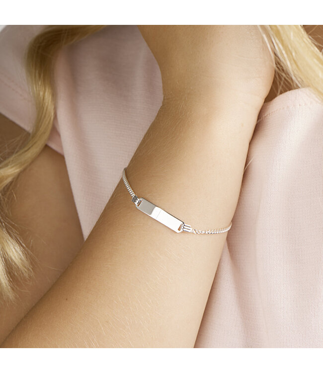 Graveerarmband zilver gourmette 4-zijdes geslepen plaat 4,8 mm