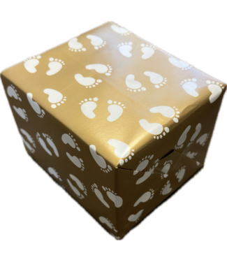 Kostenlose Geschenkverpackung Trendy Babyfüße Gold mit Weiß