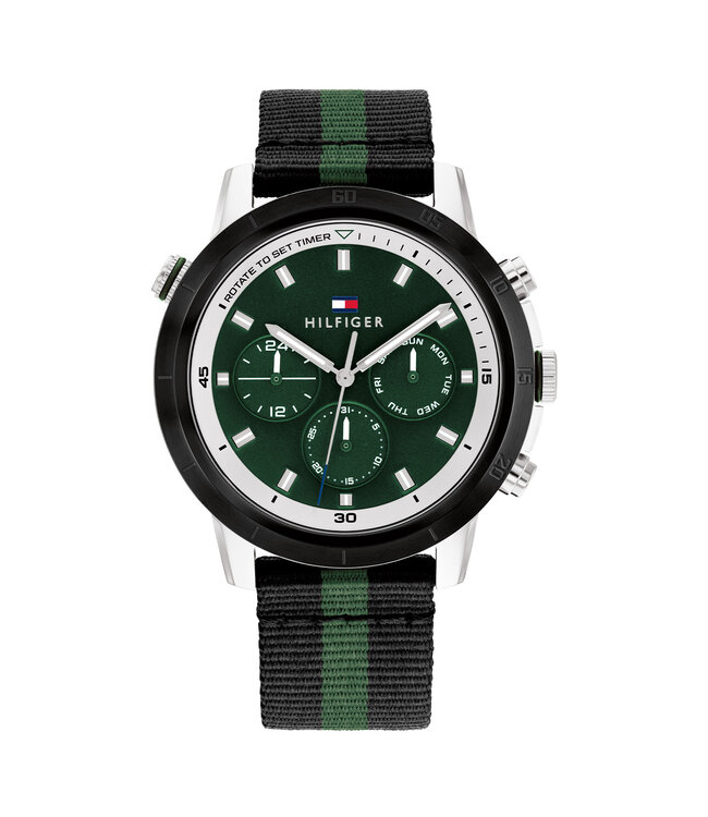 Tommy Hilfiger Horloge Troy Heren Groen 46mm 5 ATM (Regen- & Spatwaterdicht)