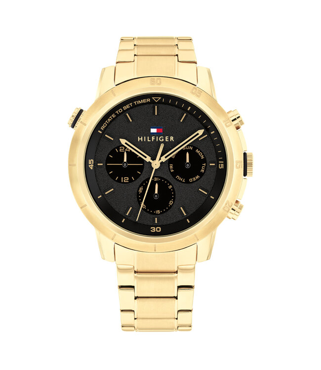 Tommy Hilfiger Horloge Troy Heren Zwart 46mm 5 ATM (Regen- & Spatwaterdicht)