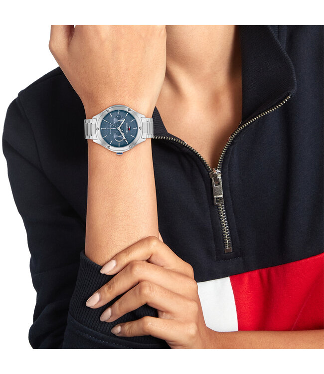 Tommy Hilfiger Horloge Lexi Dames Zilverkleurig 40mm 3 ATM (Regen- & spatwaterdicht)