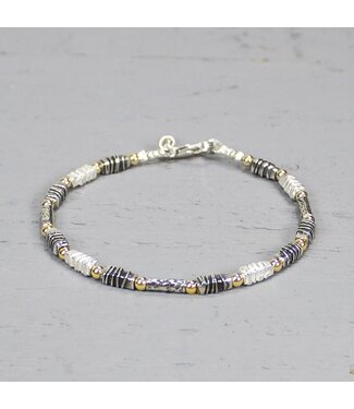 Jeh Jewels Bracelet silver white and oxy + Goldfilled 18cm