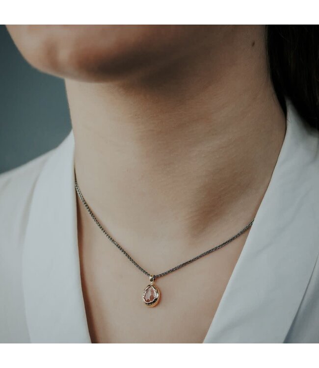 Jeh Jewels Collier zilver oxy + Roze Maansteen